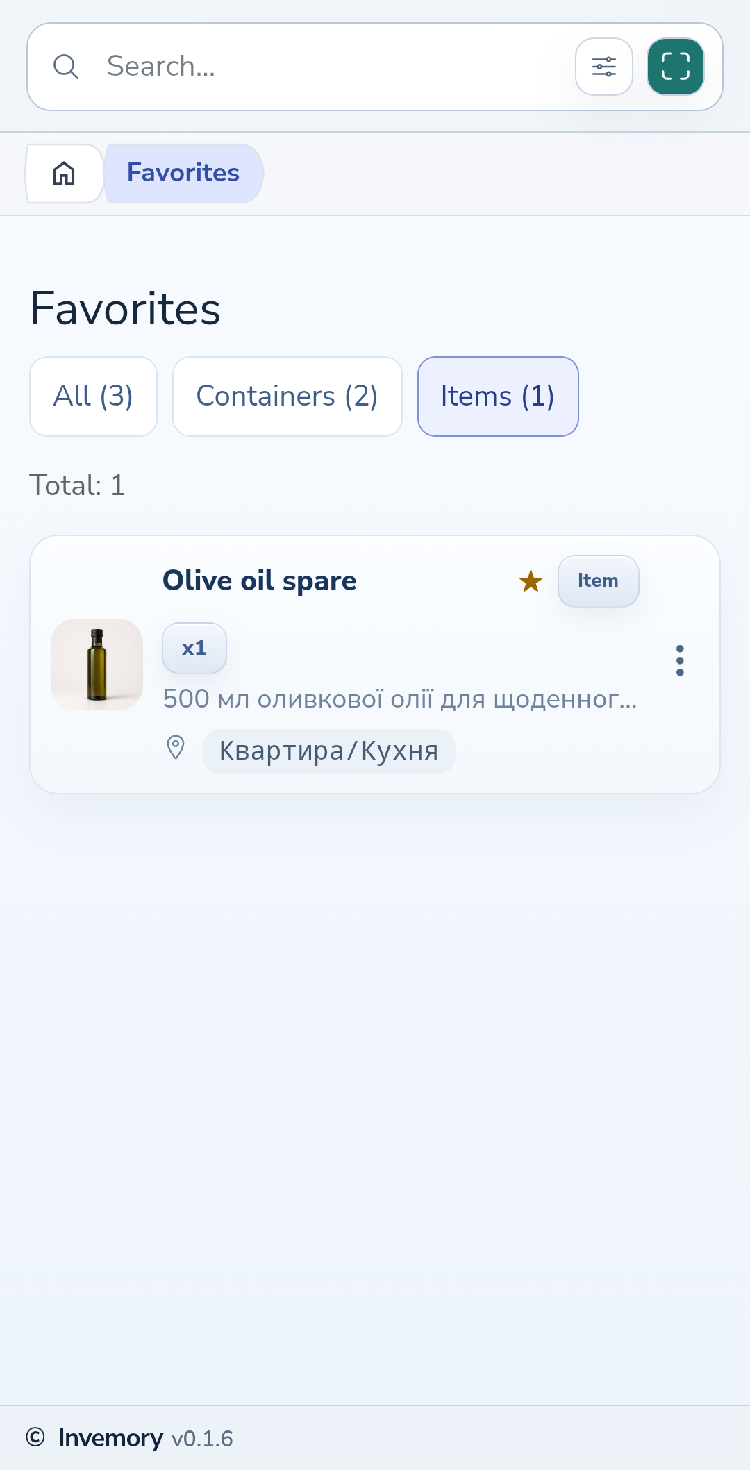 The Items filter shows favorite items only.